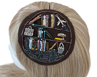Booklover beaded fascinator mini beret