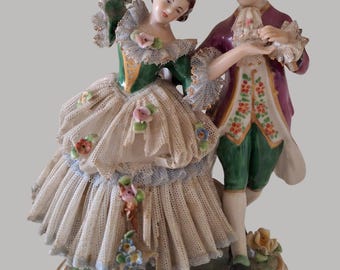 F.Wessel Figurine, Victorian, Dancing Couple.