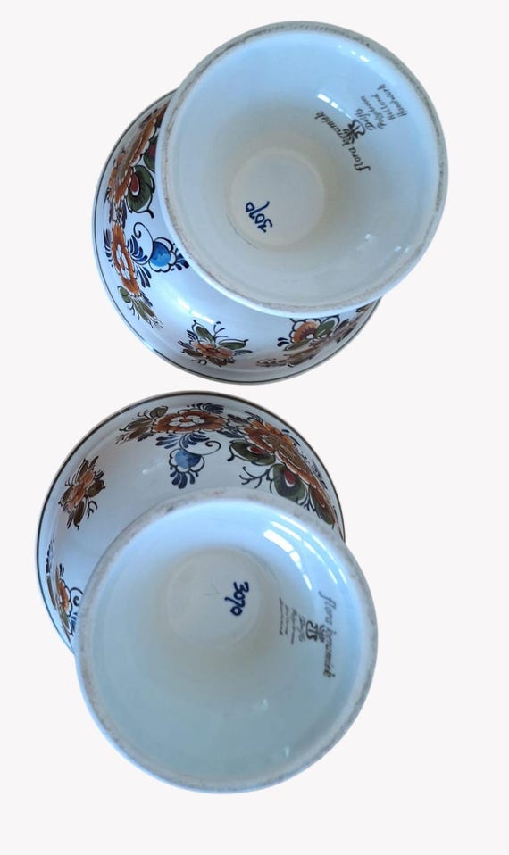 Vintage Delft Polychrome Serving Set, Hand Painted Floral Ceramic