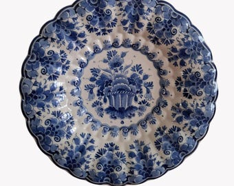 Grande piatto decorativo Delft Zenith Gouda con decorazioni floreali – 31 cm