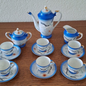 Vintage Japanese, NS, Lithophanie Porcelain Tea Set, Geisha Dragonware