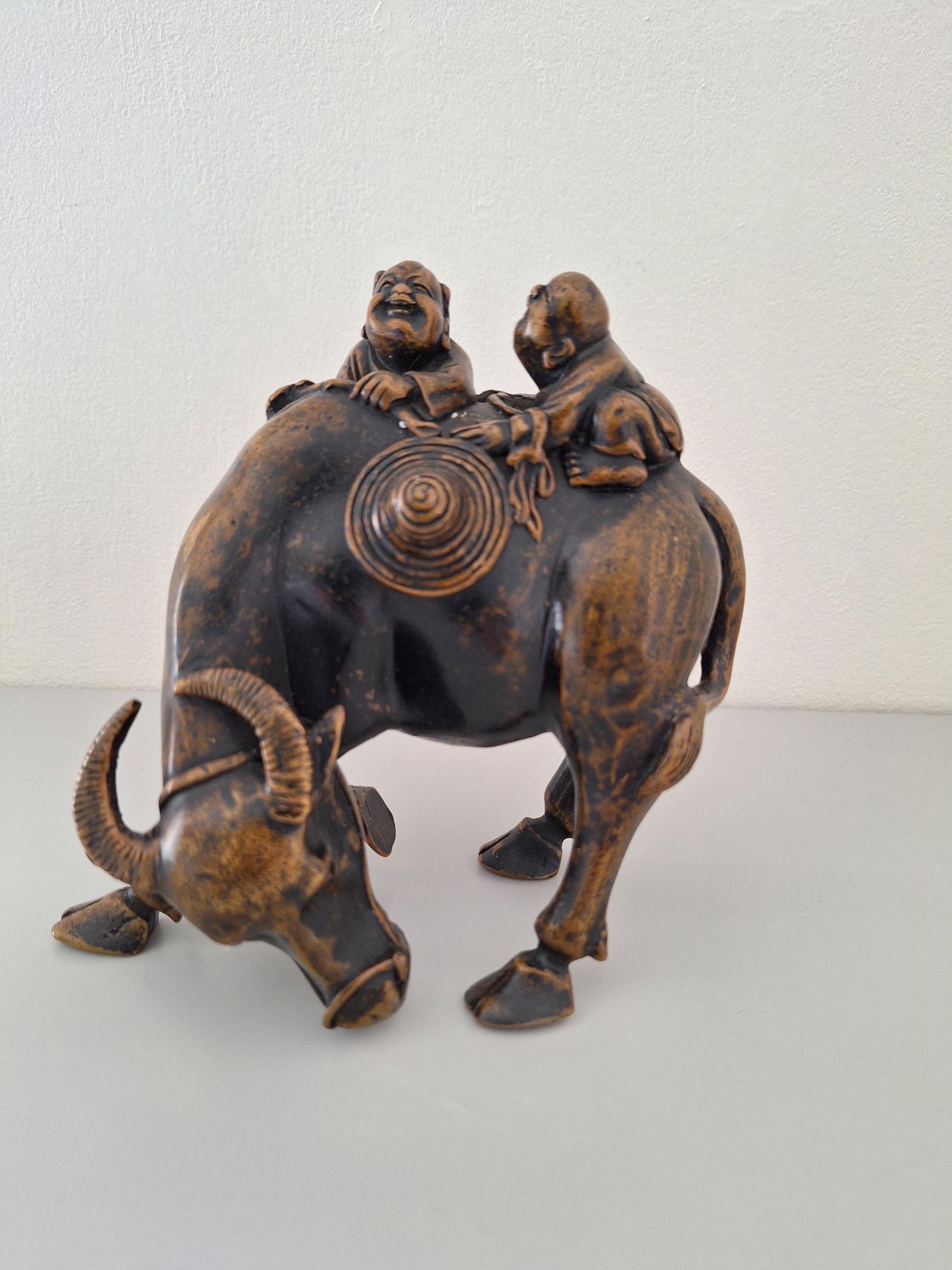 ブロンズ製 牛に乗る子供の置物 雄牛に乗る子供たち、ブロンズ - Etsy 日本