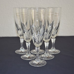6 Crystal Flute Champagne glasses