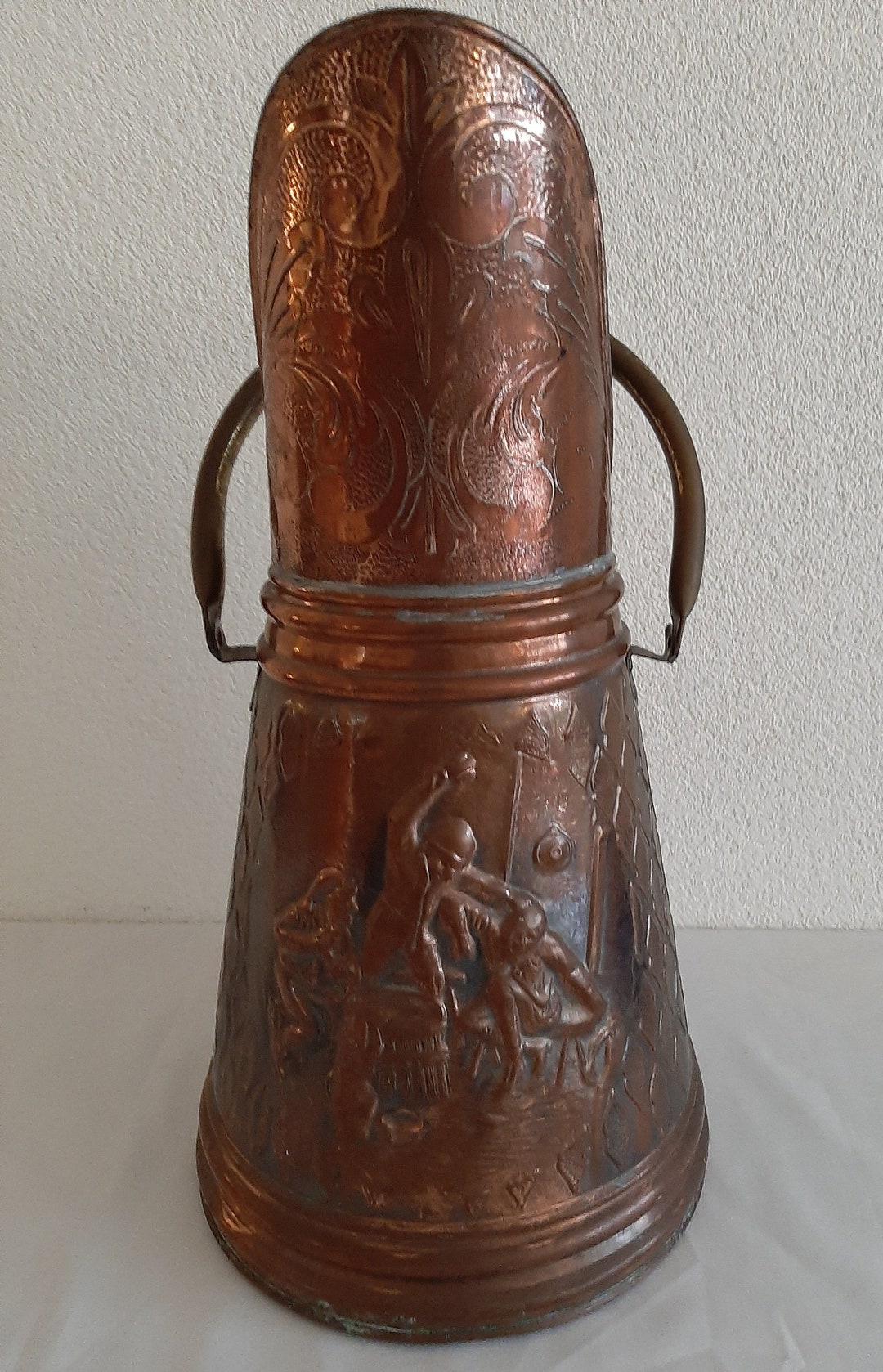 Vintage Copper Coal Bucket With Embossed Decoration. Etsy