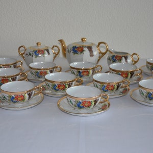 Antique Golden Rimmed Chinese Tea Set