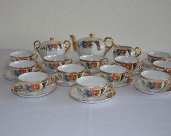 Antique Golden Rimmed Chinese Tea Set