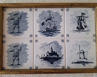 Six Delft Tile Tray, Rare!
