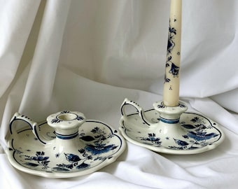 Set of 2 Delft Royal Goedewaagen Candlesticks.