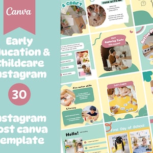 Educator Teacher Instagram Canva Template | Childhood Education | Preschool | Kindergarten | Nursery School | Daycare | Kids Social Media