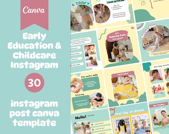 Educator Teacher Instagram Canva Template | Childhood Education | Preschool | Kindergarten | Nursery School | Daycare | Kids Social Media