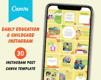 Education Instagram Canva Template | Childhood Education | Preschool | Kindergarten | Nursery School | Daycare | Social Media Feed | Kids