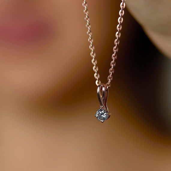 0.33 Ct Round Lab Grown Diamond Pendant man Made Diamond Necklace