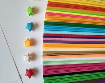 1030 Strips of Origami Star Paper, Mini Puffy Star Paper, 27 Rainbow colors, DIY, Froebel Star