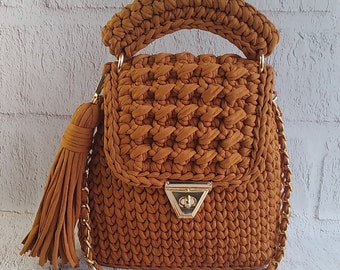 Handmade Crochet Crossbody Bag: Luxury Cotton Knit Shoulder Bag