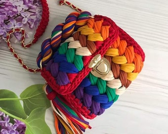 Handmade Crochet Crossbody Bag: Luxury Knit Shoulder Bag