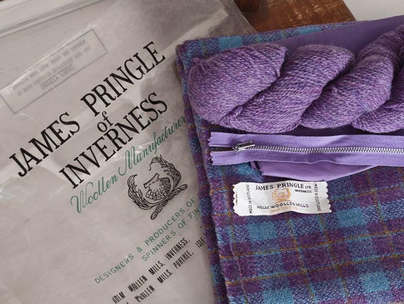 Pringle of Scotland, Vintage James Pringle tweed wool fabric skirt length pack and wool yarn