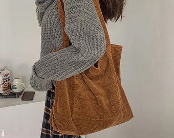 Bolso de mano de pana multicolor, bolso de compras, bolso personalizado, bolso de pana bolso de pana bolso de mano mujeres bolsos de compras vintage