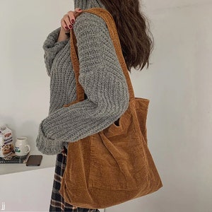 Multicolor Corduroy Tote Bag, Shopping Bag, Personalized Handbag, Corduroy Purse Corduroy Tote Bag Women Vintage Shopping Bags