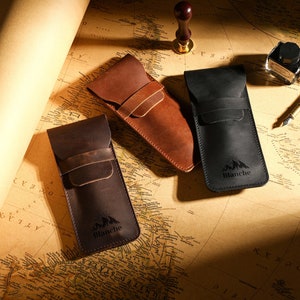 Engraved Pencil Bag, Personalized Leather Pen Holder, Handmade Leather Pen Pouch, Leather Pencil Holder, Pen Case, Pen Sleeve, Pen Holder
