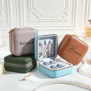 Benutzerdefinierte Leder Schmuck Organizer, personalisierte Name Schmuck Box, gravierte Reise Schmuckschatulle, Hochzeit Geschenke, Brautjungfer Vorschlag Geschenk