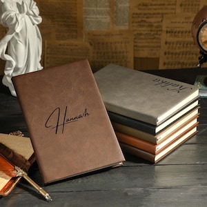 Custom Logo/Text Notebook, Customized Leather Notebook, Engraved Travel Journal, Monogram Journal, Birthday Gift, Gift for Men and Women