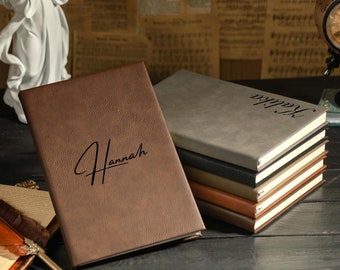 Custom Logo/Text Notebook, Customized Leather Notebook, Engraved Travel Journal, Monogram Journal, Birthday Gift, Gift for Men and Women