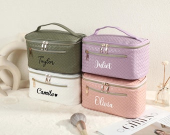 Personalised Monogram Cosmetic Bag, Custom Makeup Bag, Cosmetic Bag for Women, Bridesmaid Gifts Proposal, Travel makeup Bag, Gift for her