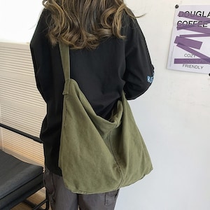 Canvas Bag for Women and Men, Slouchy Bag, Personalized Shoulder Bags, Messenger Bag, Travel Bags, Casual Tote Female Eco Crossbody Bag