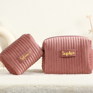 Benutzerdefinierte Samt Kosmetiktasche, personalisierte Make-up Tasche, Brautjungfer Geschenk, Reise-Kulturtasche, Hochzeitsgeschenk, Geschenk für Sie, Muttertagsgeschenk