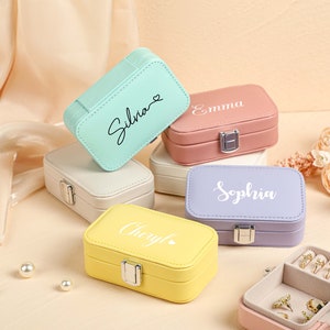 Portagioie in pelle personalizzato, Organizzatore di gioielli da viaggio, Portagioielli con nome personalizzato, Regalo per damigella d'onore, Regalo di nozze, Regali per la festa della mamma