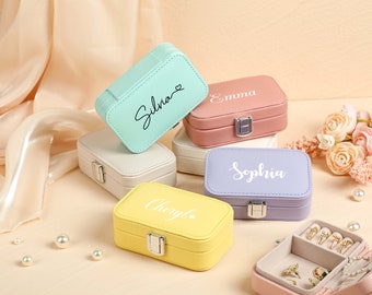 Personalized Leather Jewelry Box, Travel Jewelry Organizer, Custom Name Jewelry Case, Bridesmaid Gift, Wedding Gift, Mother's Day Gifts