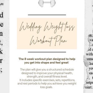 Wedding Weight loss plan