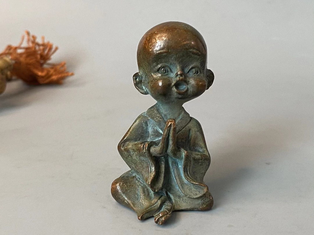Pure Copper Little Monk Statue Sculpture Handmade Fengshui Etsy