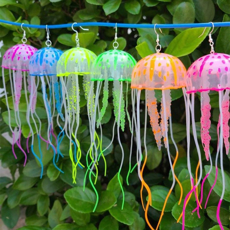 Aqua Jellyfish Rectangle Earrings – No Man's Land