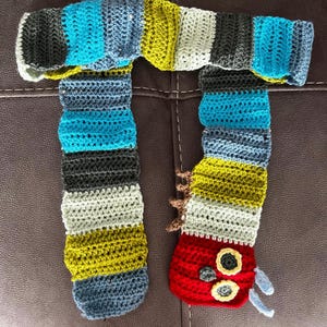 Crochet Caterpillar Scarf: Handmade Acrylic Winter Scarf