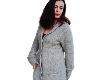 Women long cardigan, alpaca wool cardigan, womens alpaca wool cardigan,