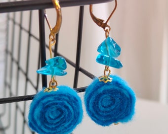 felt flower, Felt necklace, felt earrings, handmade earrings, wool earrings, aesthetic earrings, magical earrings, hand made earrin