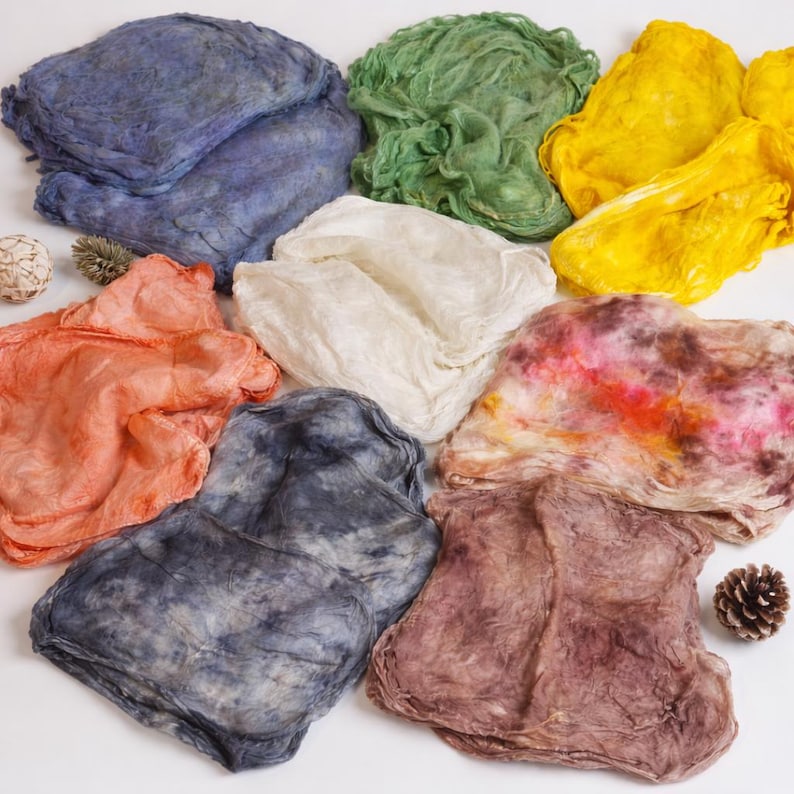 Mulberry Silk Squares for Felting, Silk Roving (10 g / 0,35 oz) image 1