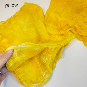 Mulberry Silk Squares for Felting, Silk Roving (10 g / 0,35 oz) Yellow