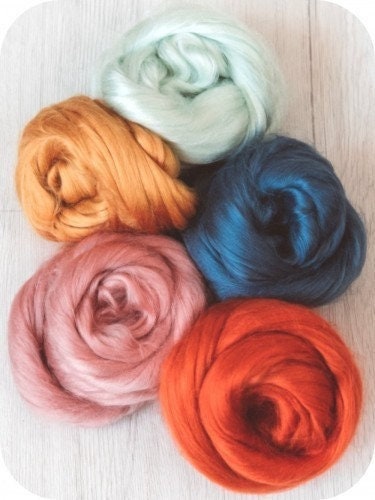 Apricot Wool Roving for Needle Felting, Wet Felting, and Weaving