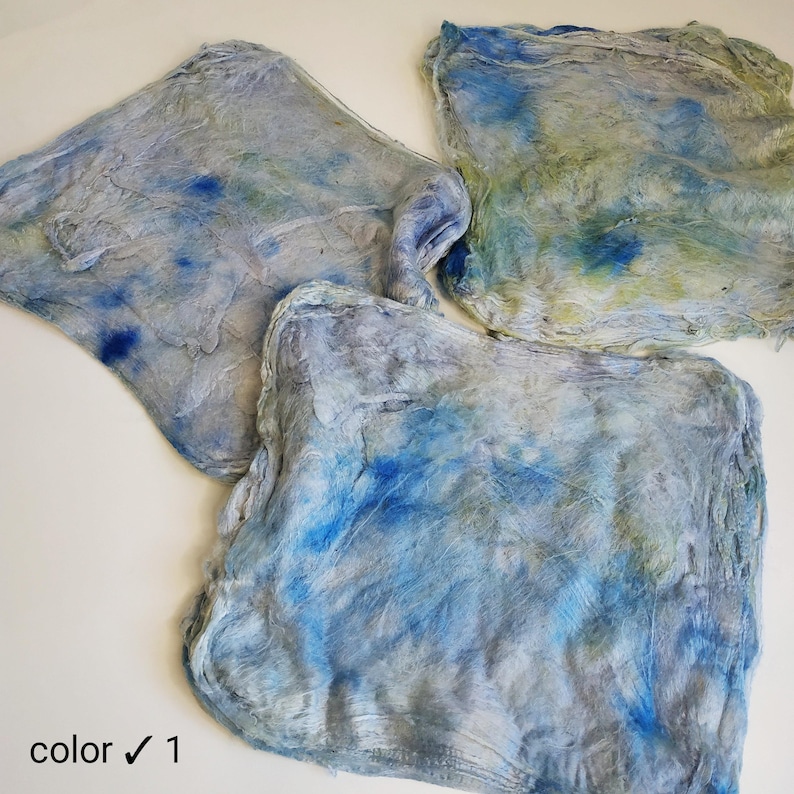 Mulberry Silk Squares for Felting, Silk Roving (10 g / 0,35 oz) image 14