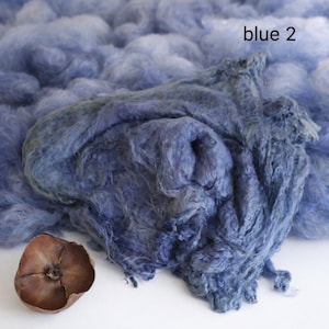 Mulberry Silk Squares for Felting, Silk Roving (10 g / 0,35 oz) blue 2