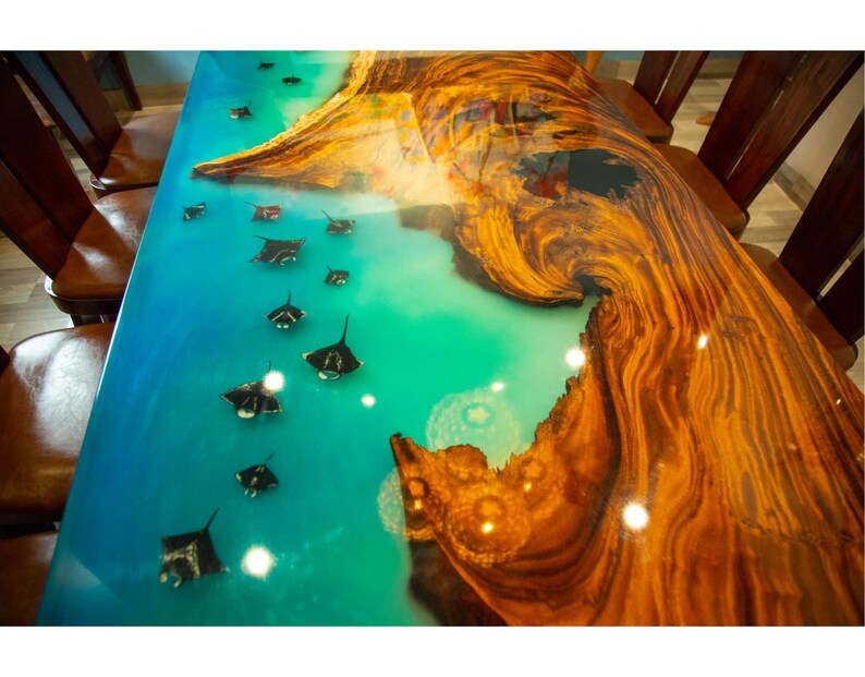Awesome Ocean of Stingray Epoxy Table Manta Rays Table Epoxy Etsy