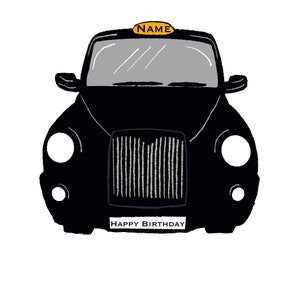Biglietto d'auguri personalizzato per i taxi di Londra