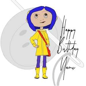 Carte d’anniversaire Coraline personnalisée