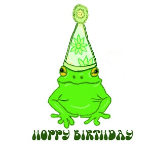 Personalised frog Hoppy Birthday card