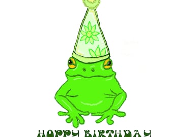 Personalised frog Hoppy Birthday card