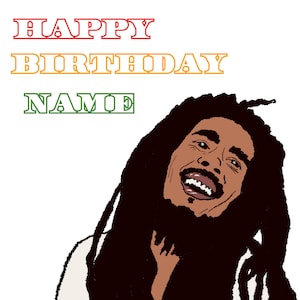 Tarjeta personalizada de cumpleaños o cualquier ocasión de Bob Marley
