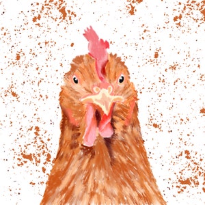 Hand drawn chicken greetings card blank for any occasion