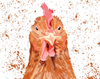 Hand drawn chicken greetings card blank for any occasion
